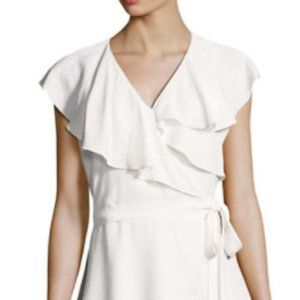 H Halston Wrap Flounce Top
